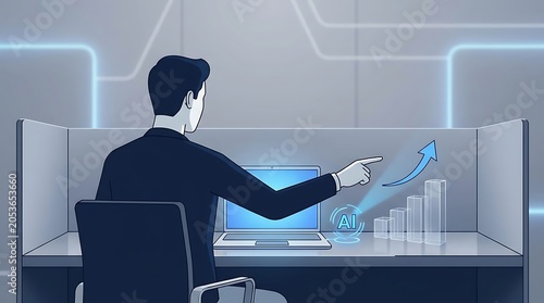 Business professional using tools for data analysis in office
