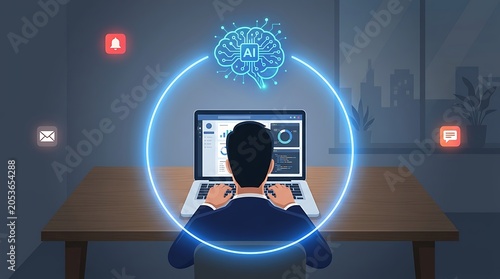 Businessman using dashboard for real time corporate data analytics