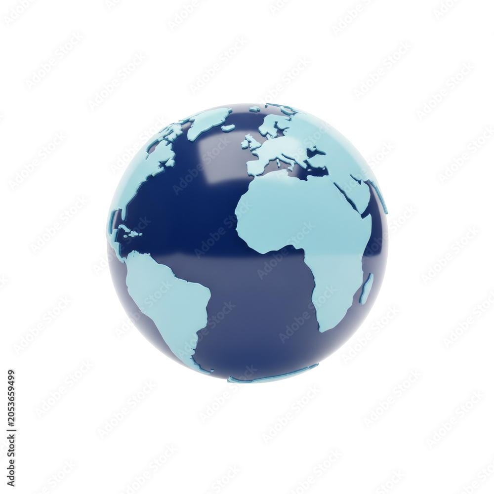 Fototapeta premium 3D Minimalist Planet Earth Globe Icon Isolated on transparent background
