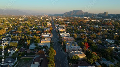 Cinematic Golden Hour Drone Flight Above Studio City Toward Universal City California