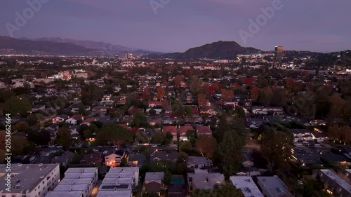 Cinematic Twilight Drone Flight Over Studio City and Universal City Los Angeles California
