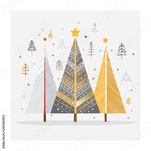Minimalist Christmas Trees Vector Illustration