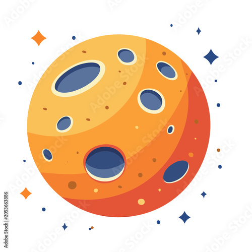 Orange Planet Illustration in Flat Design