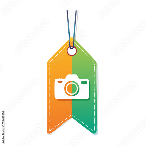 Price Tag with Camera Icon - Flat Design