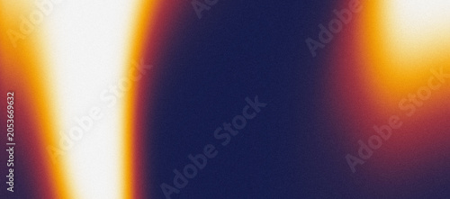 Abstract background with soft light leaks and grainy film texture in dark blue and warm gold tones