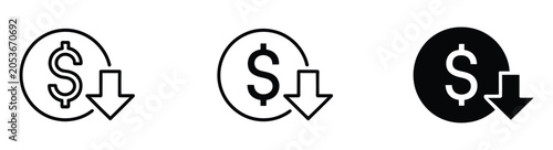 Cost reduce icon vector, financial savings and expense reduction symbol for website and business design