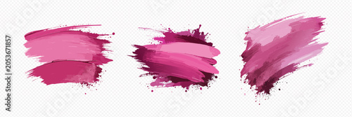 Vibrant pink and magenta paint brush strokes on white background for artistic and design use
