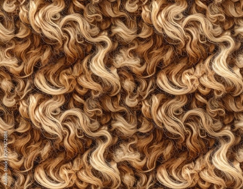 Close-up of a dense, textured pattern of blonde, curly strands