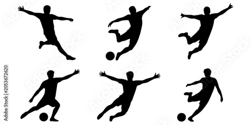 Foto Soccer free kick concept with football action silhouettes including penalty kick