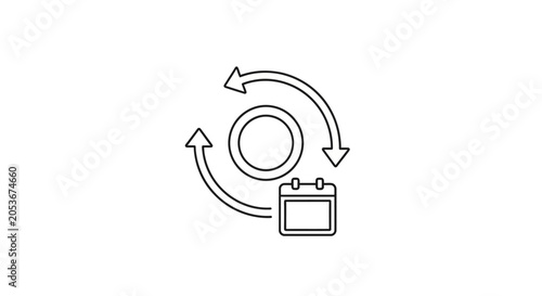 A simple line icon representing a recurring calendar event on a white background