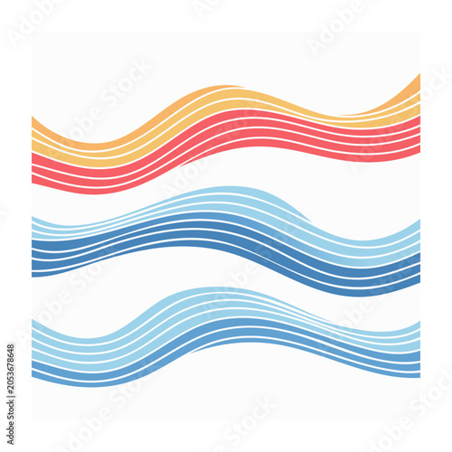 Abstract wavy lines pattern in red orange yellow and blue