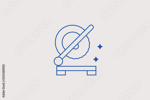 Obraz na płótnie Mitre cut saw line icon for construction site, frame workshop, carpentry service