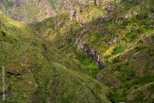 Deep gorge with caves Anaga mountains