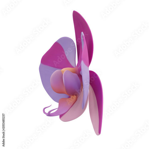 Abstract 3D render of a pink and purple flower