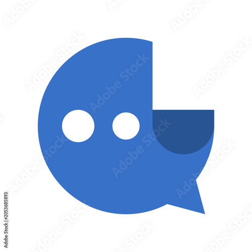 Blue bubble chat icon flat vector design