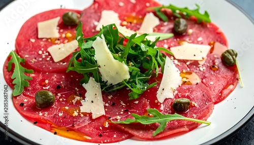 Delicious Italian antipasto with cheese.