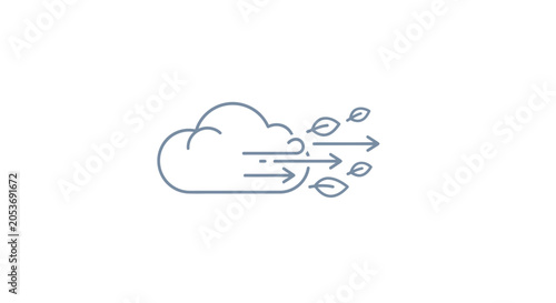 Valokuva A simple line art icon showing a cloud with wind and falling leaves