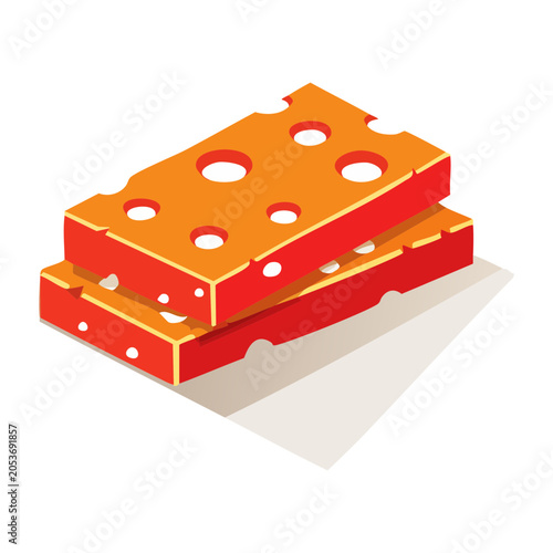 Cartoon Swiss Cheese Stack Vector Illustration