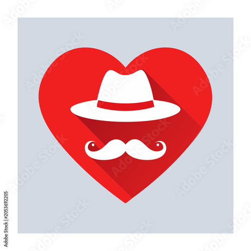 Man with Hat Icon in Heart Shape