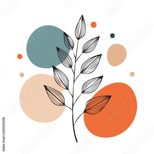 Minimalist Botanical Illustration with Circles
