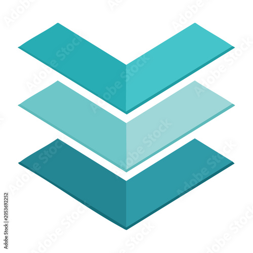 Modern Teal Layered Arrow Vector Graphic