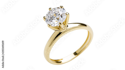 Fotografija Sparkling diamond solitaire engagement ring, isolated on transparent background