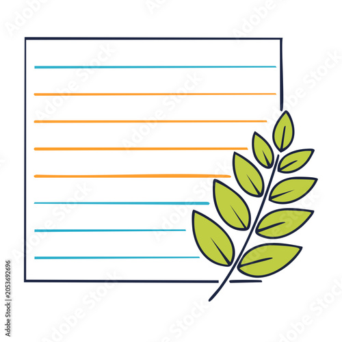 Minimalist notebook with leaf illustration
