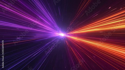 Abstract light streaks create a fast motion effect in space