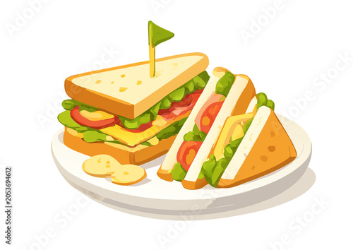 Fresh Sandwich Vector – Healthy Deli Sandwich Illustration