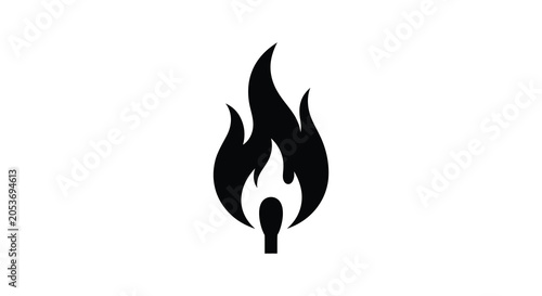 Bild auf Leinwand Flame silhouette on a white background a simple black graphic