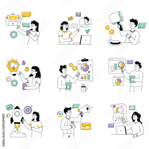 Loppy Line vector illustration set 08