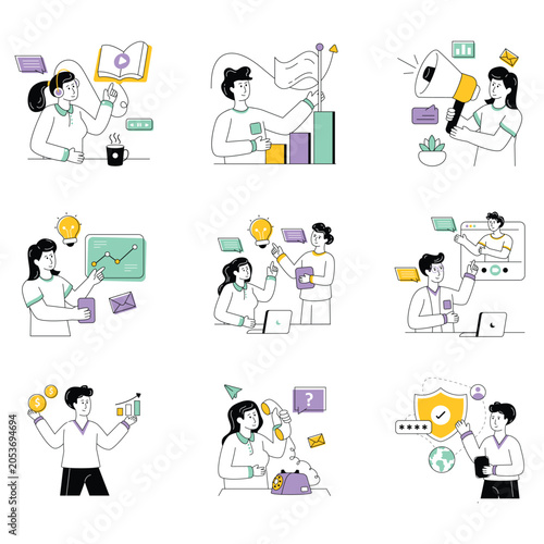 Loppy Line vector illustration set 12