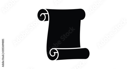 Фотография Scroll silhouette black and white graphic design element on transparent backgrou