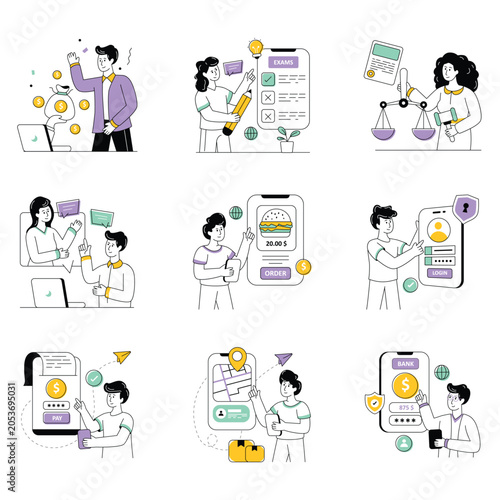 Loppy Line vector illustration set 02