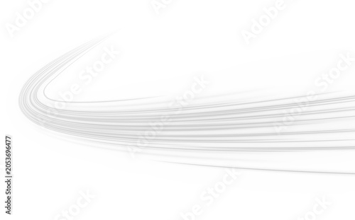 Fotografie Gray light trail with smooth acceleration effect and delicate optical reflections