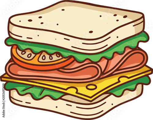 Fresh sandwich vector cartoon illustration