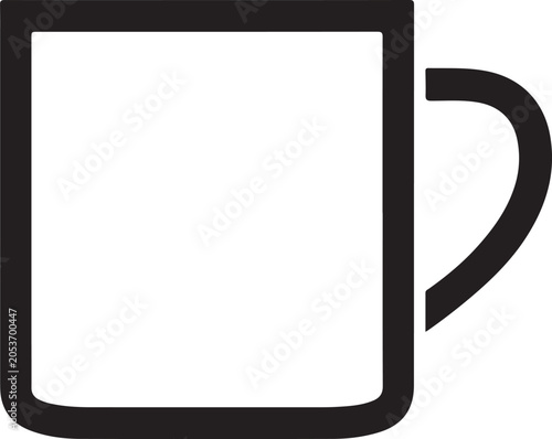 Black coffee mug icon, simple cup symbol, vector mug graphic, beverage container
