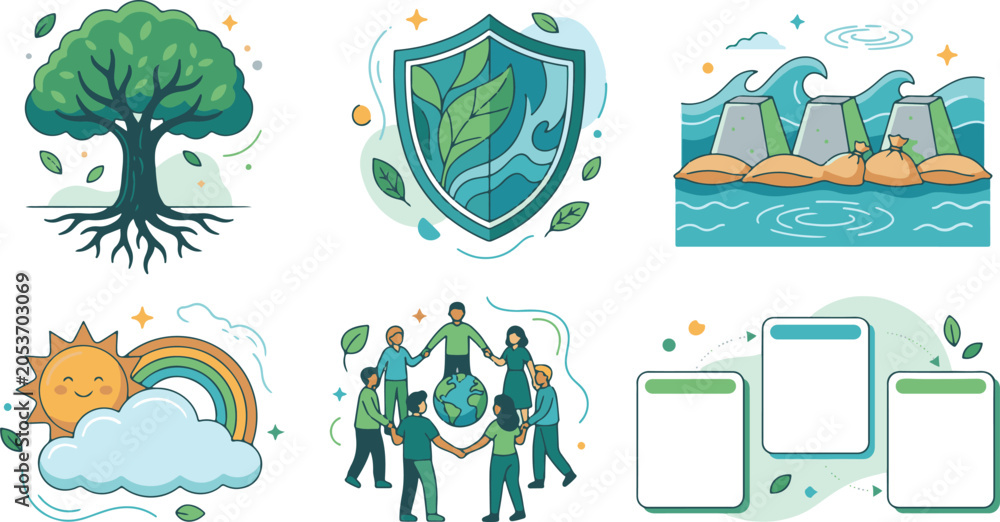 Naklejka premium Environmental protection and sustainability flat design elements