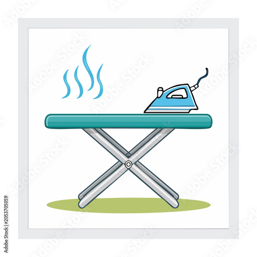 Cartoon Iron and Ironing Board