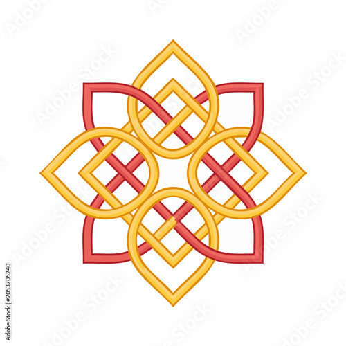 Celtic Knot Design in Red and Yellow
