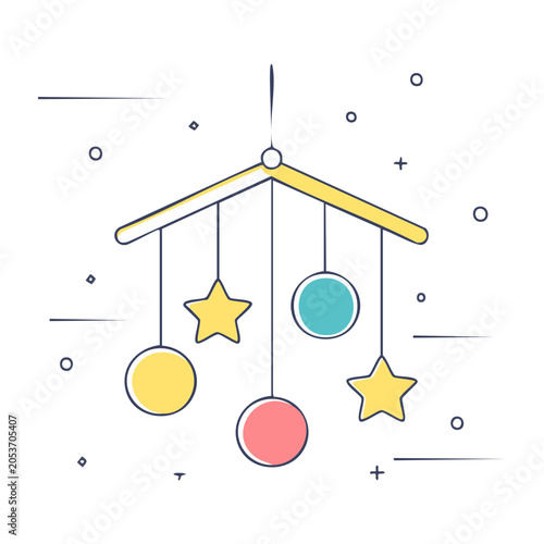 Flat Design Baby Mobile Vector Illustration