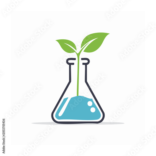 Plant Growing in Flask Vector Illustration