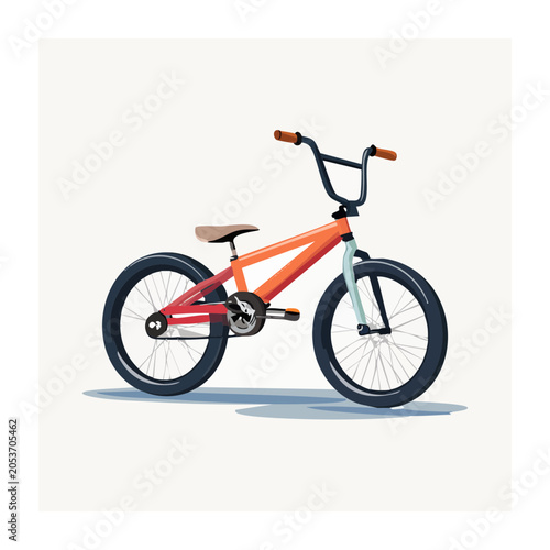 Red BMX Bicycle Flat Vector Illustration