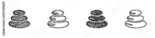 Canvas Print Sketch monochrome zen stones icon design set