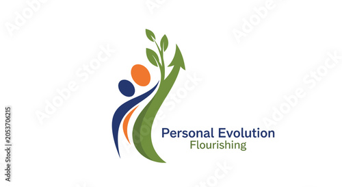 Personal Evolution Flourishing Logo - Growth, Success, Development Concept