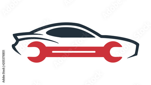 Car with Red Undercarriage and Tools Illustration Featuring Vehicle, Wrench, Repair with Automotive and Design Elements for Transportation, Mechanic