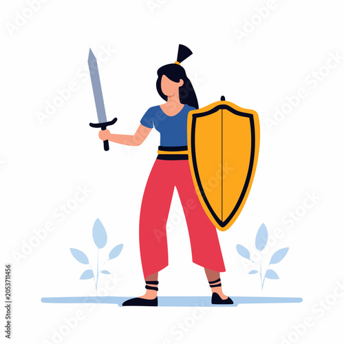 Woman Warrior with Sword and Shield