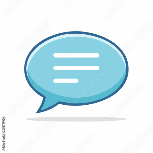 Blue Speech Bubble Icon with Text Lines
