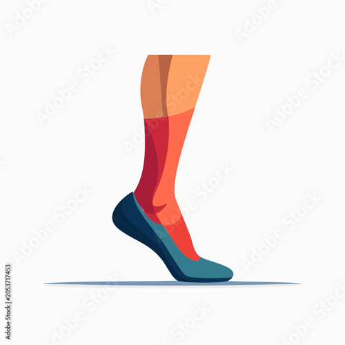 Woman's Leg in Blue Shoe and Red Sock