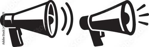 Fotografie Two megaphones amplifying sound waves illustration Vector